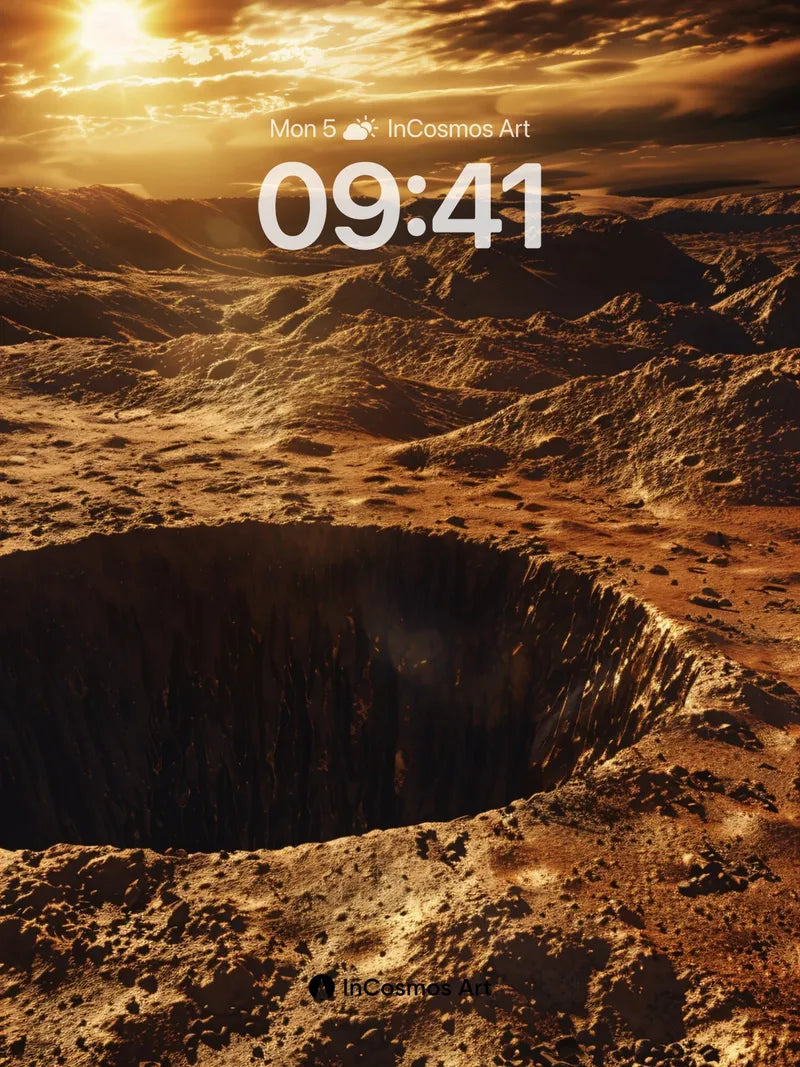 Sunset Crater Wallpaper with Golden Dust