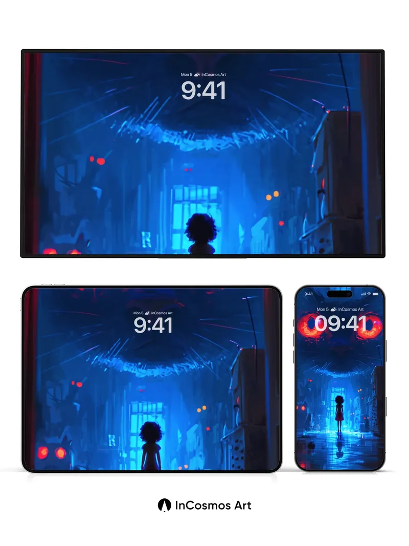 Neon Abyss Wallpaper with Glowing Eyes