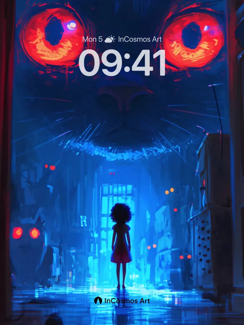 Neon Abyss Wallpaper with Glowing Eyes