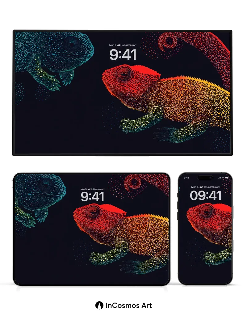 Neon Lizard Wallpaper with Glowing Scales