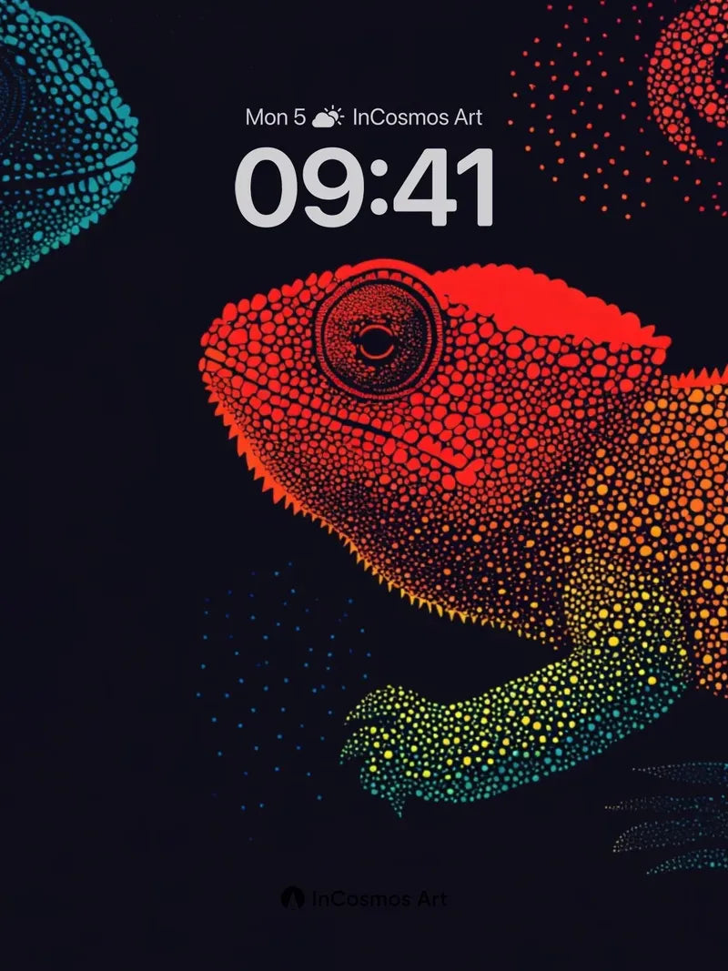 Neon Lizard Wallpaper with Glowing Scales