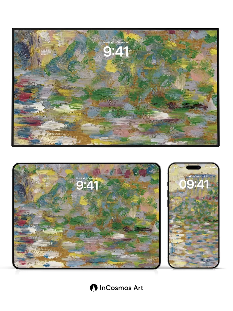 Luminous Garden Wallpaper with Watercolor Reflections
