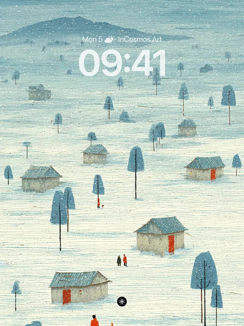 Serene Snowfall Village Winter Wallpaper wallpaper for iPhone, iPad & Mac