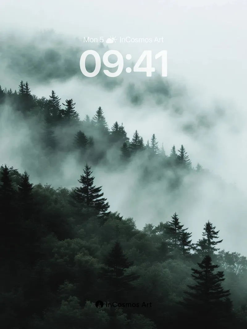 Mist Veil Wallpaper with Whispering Pines