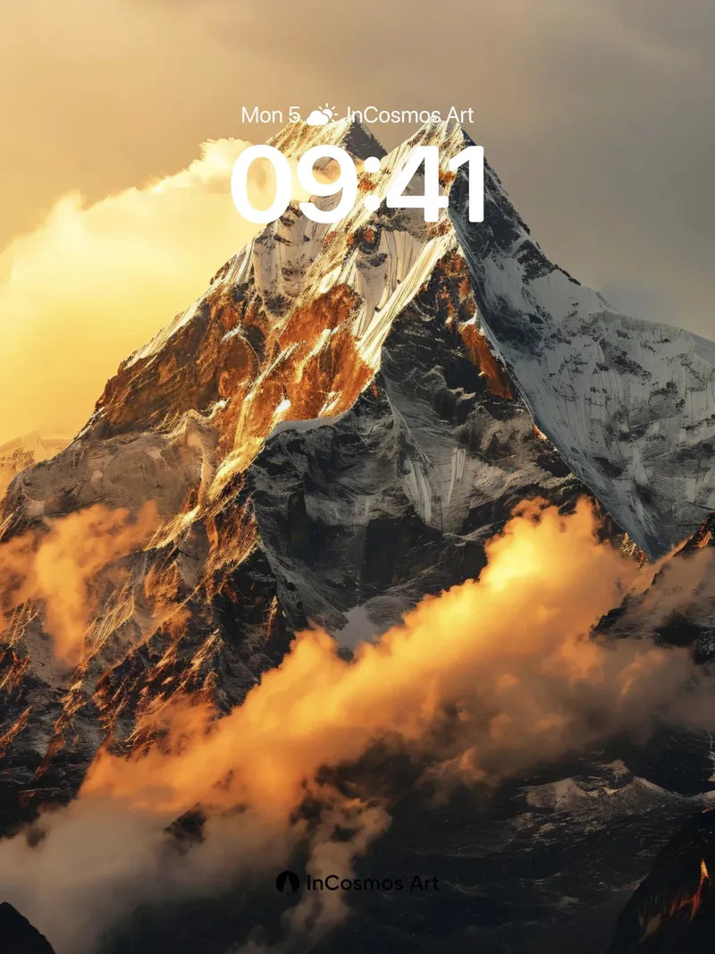 Golden Ascent Wallpaper with Cloud-Clad Peaks wallpaper for iPhone, iPad & Mac