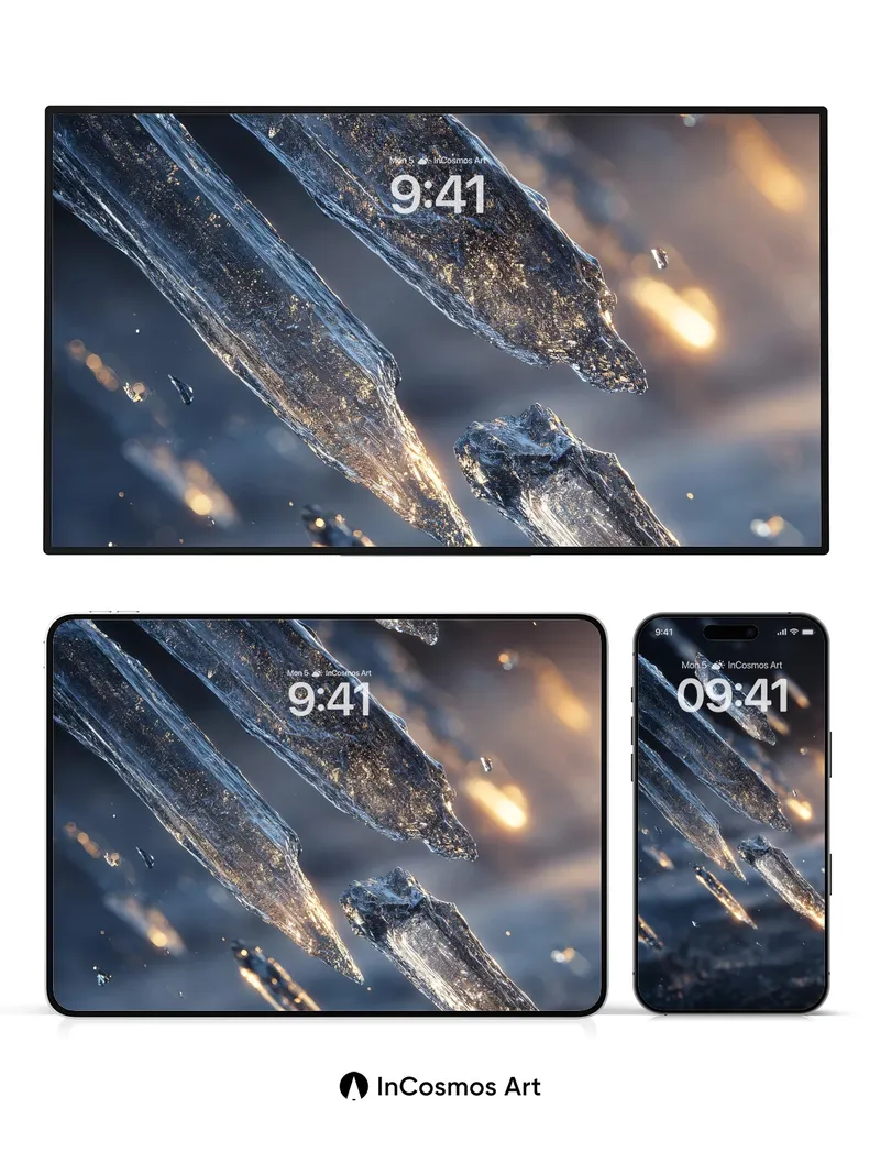 Frostblade Wallpaper with Celestial Light Trails