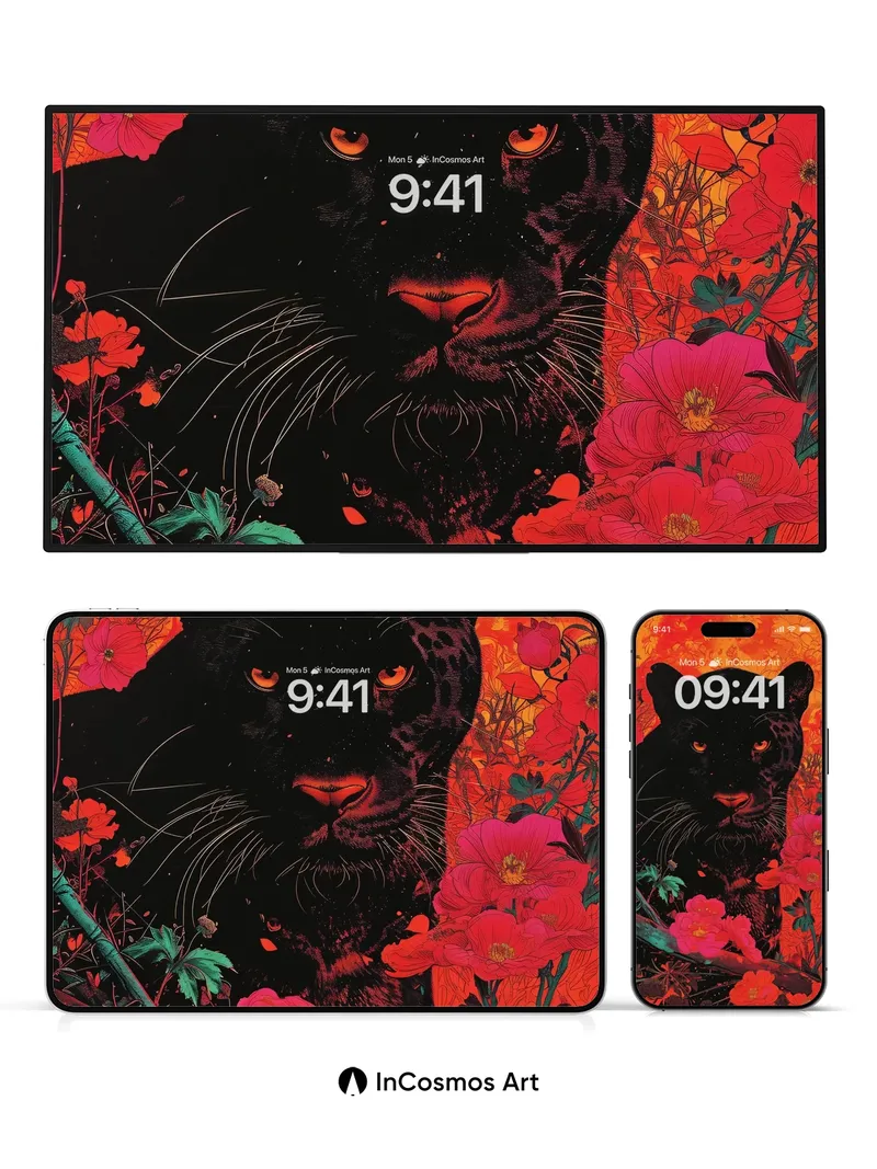 Fiery Gaze Wallpaper with Blooming Shadows