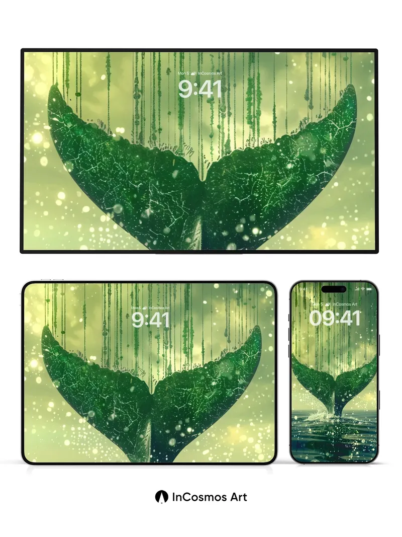 Whispering Depths Wallpaper with Emerald Veils