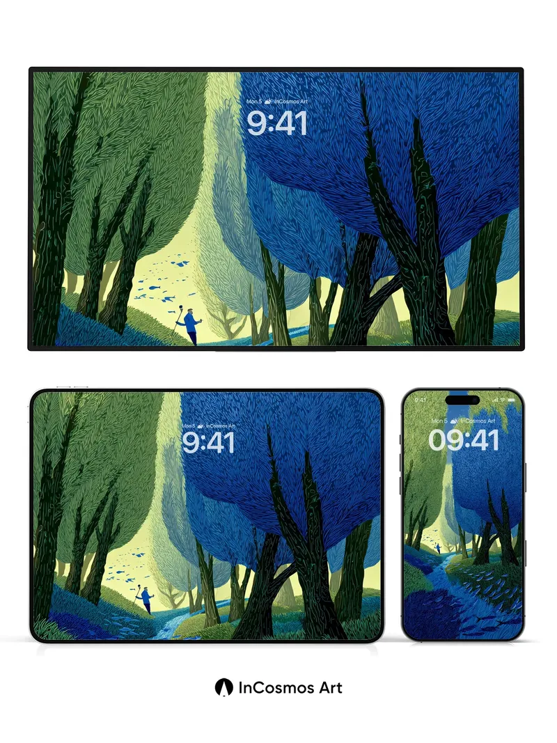 Whispering Stream Wallpaper with Living Canopy