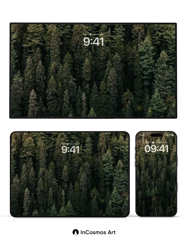 Whispering Pines Wallpaper with Shadowed Depth