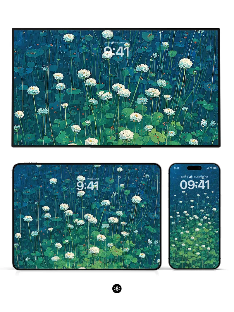 Blue Floral Wallpaper 4K for iPhone Lock Screen