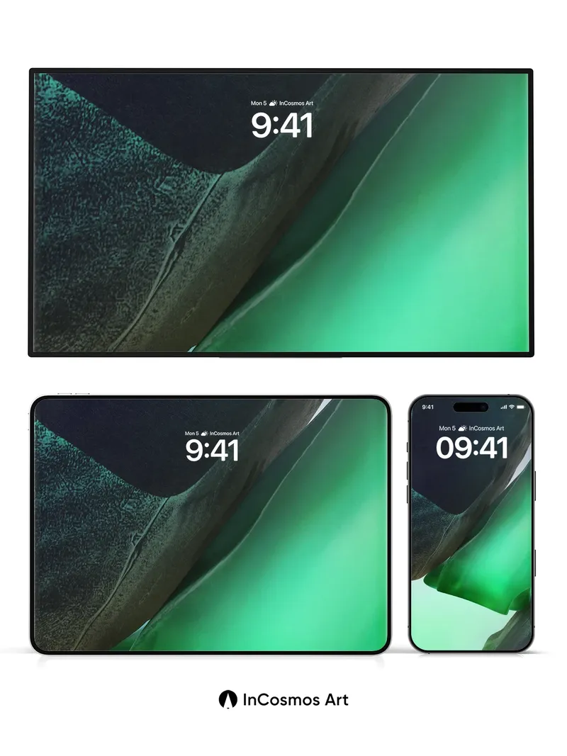 Emerald Veil Wallpaper with Liquid Light