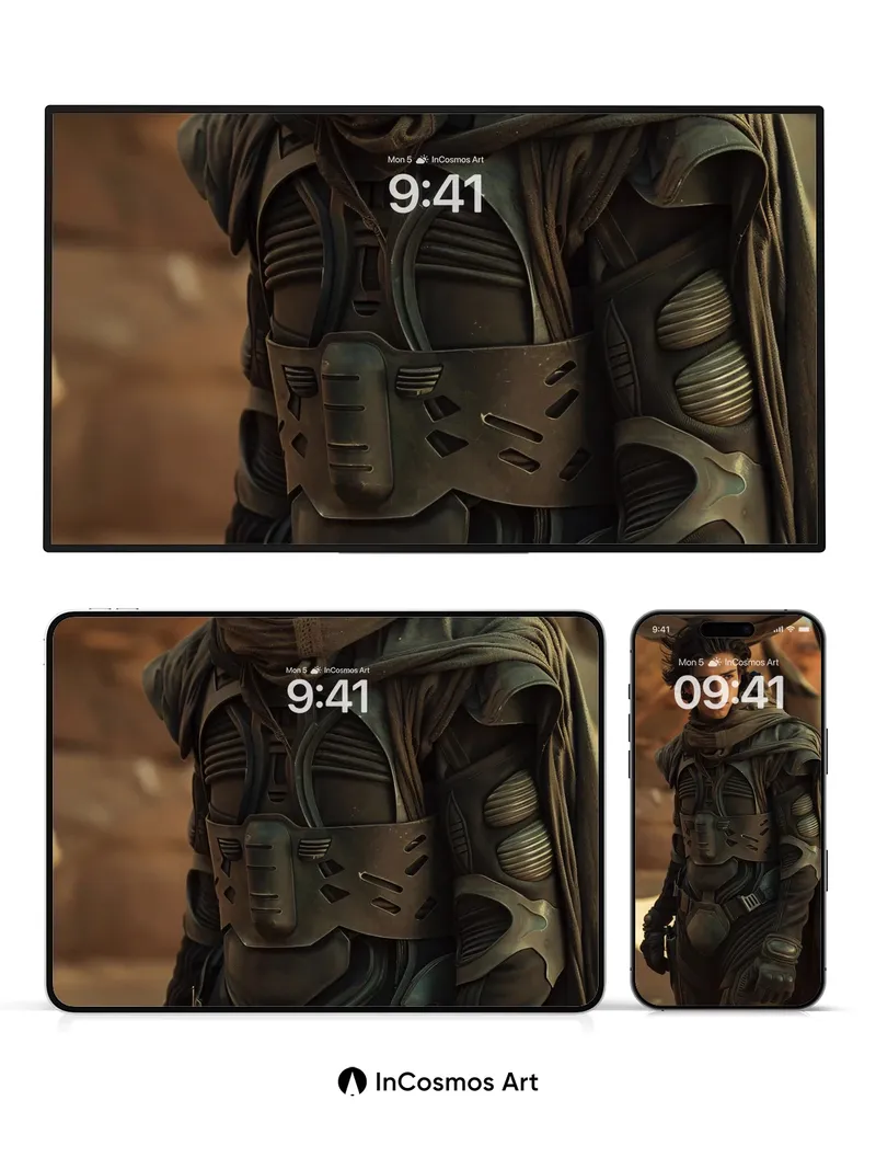 Desert Warrior Wallpaper with Shadowed Armor