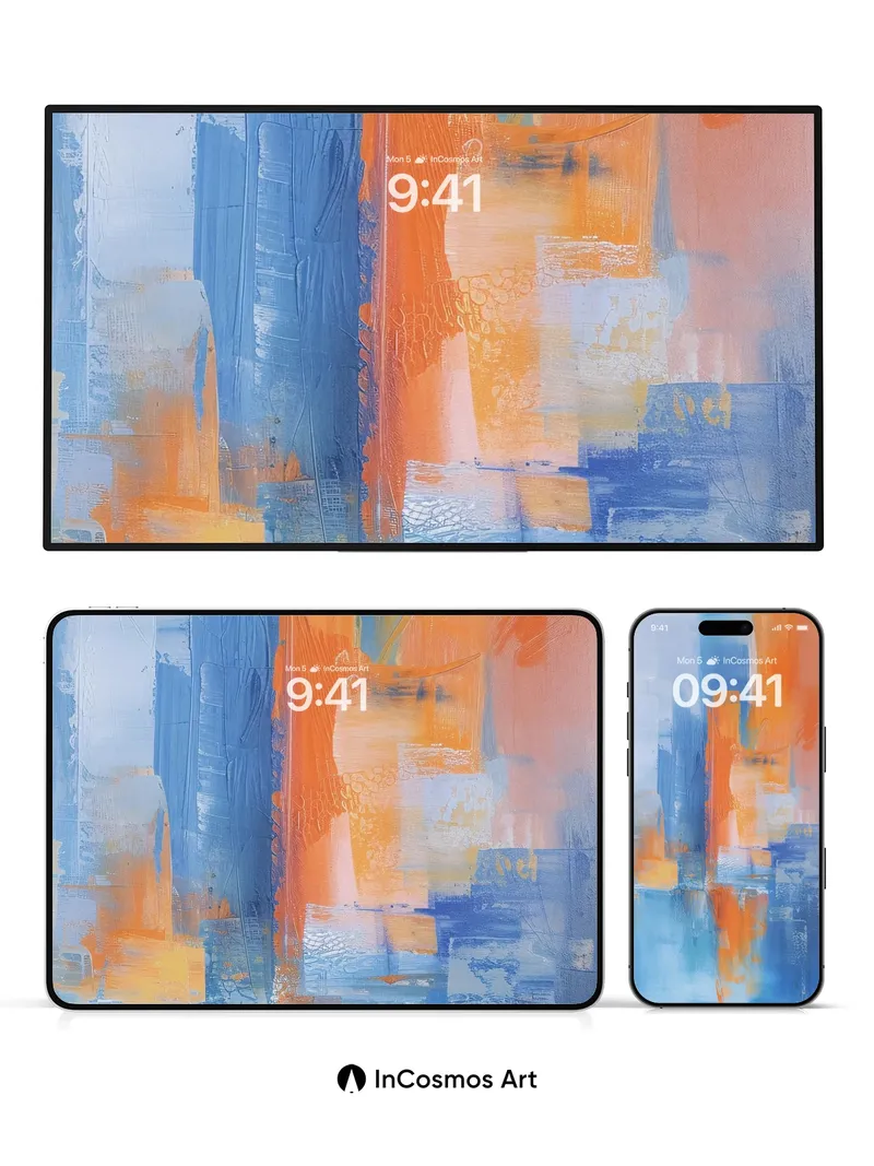 Cobalt Mirage Wallpaper with Orange Echoes