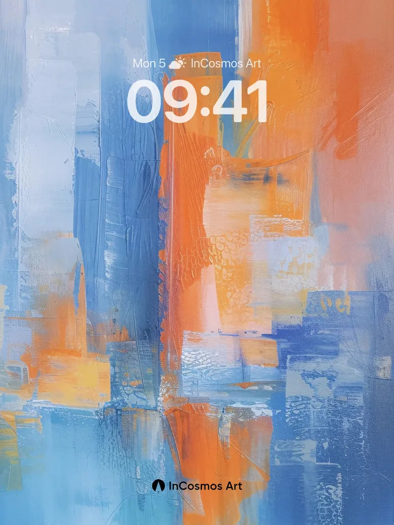 Cobalt Mirage Wallpaper with Orange Echoes