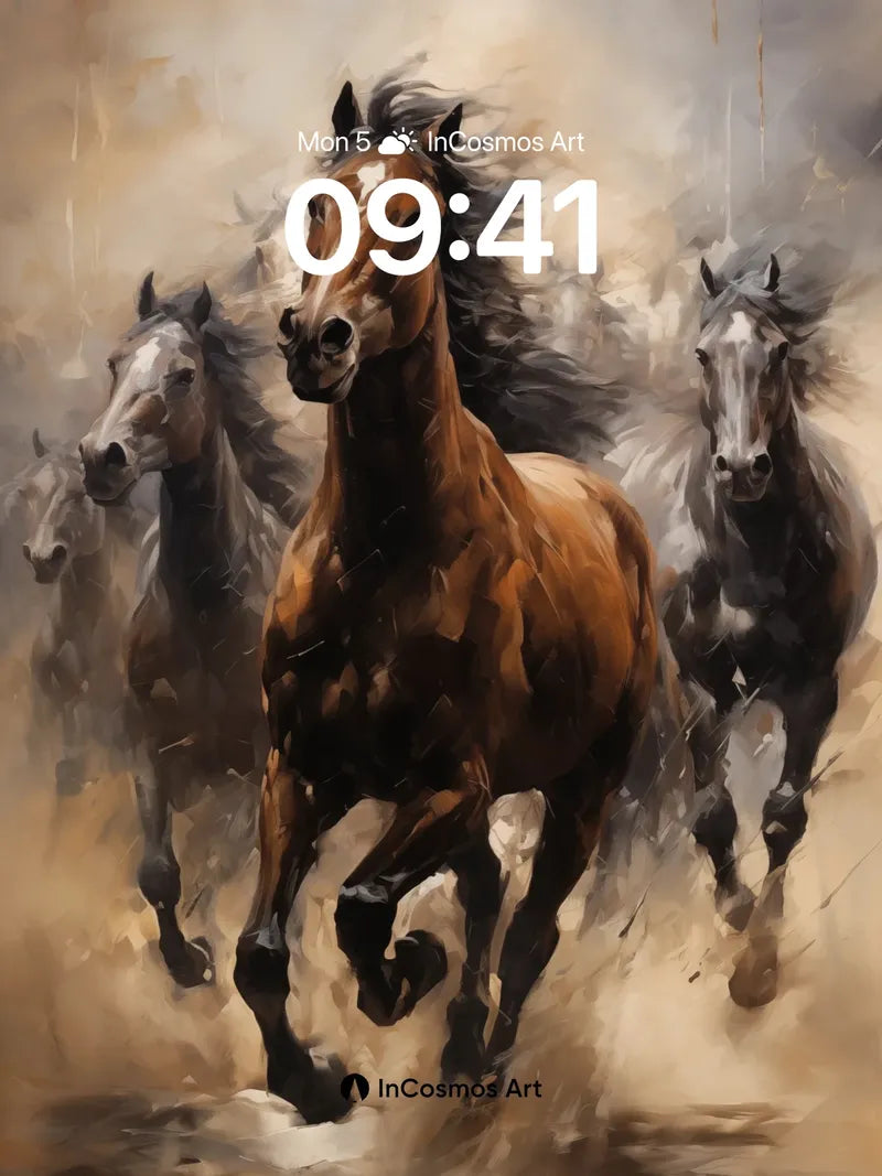 Thundering Spirit Wallpaper with Dust-Whispered Horses