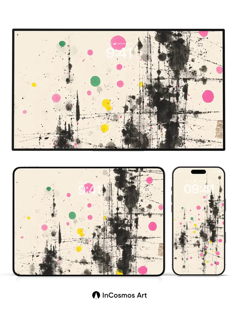 Ink Splash Confetti Wallpaper with Raw Texture