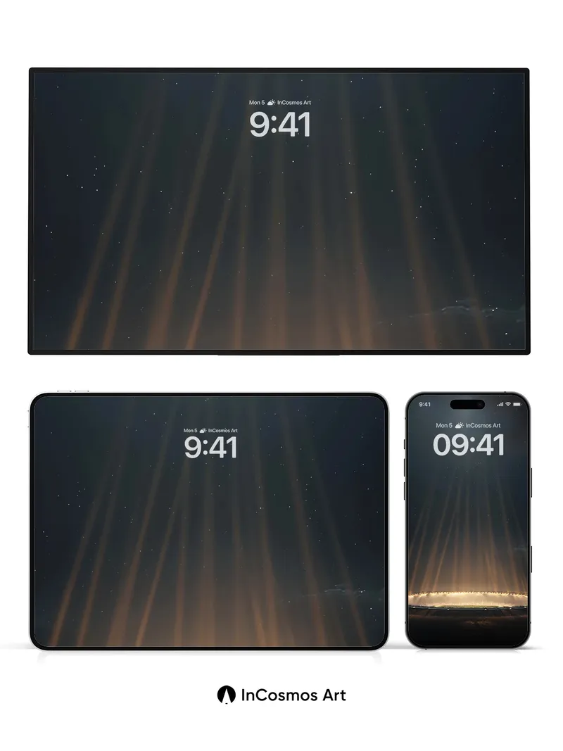 Celestial Beam Wallpaper with Cosmic Stage