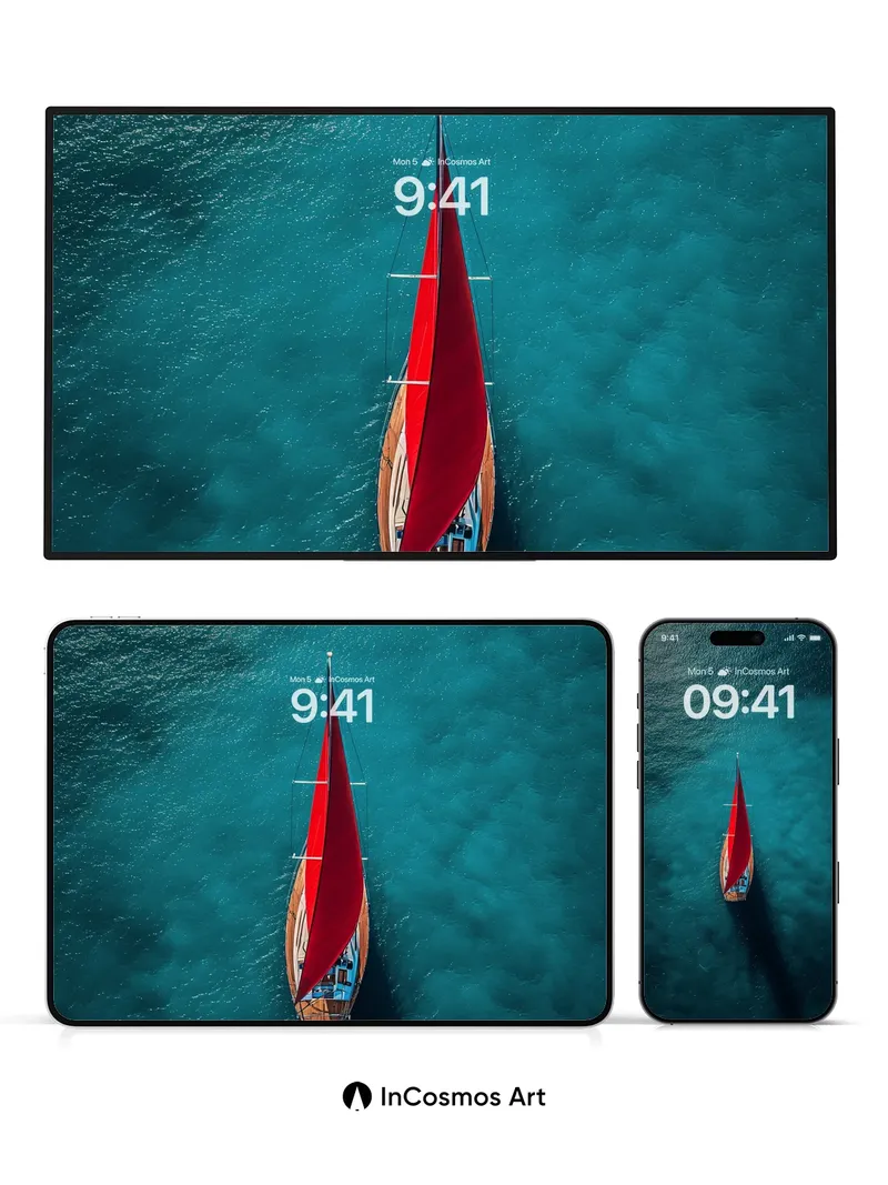 Serenity Sail Wallpaper with Crimson Wings