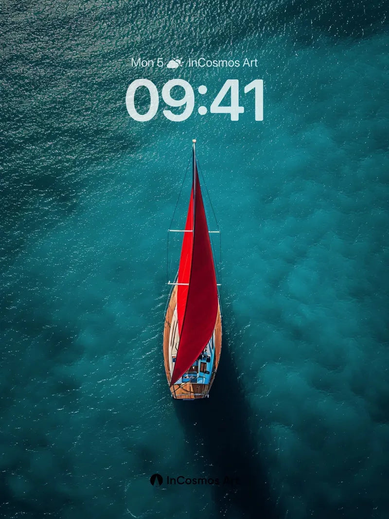 Serenity Sail Wallpaper with Crimson Wings