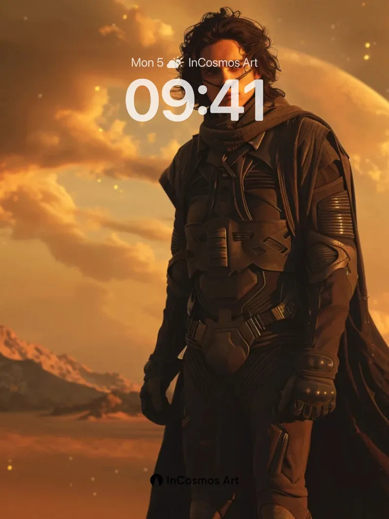 Crimson Horizon Wallpaper with Celestial Cloak