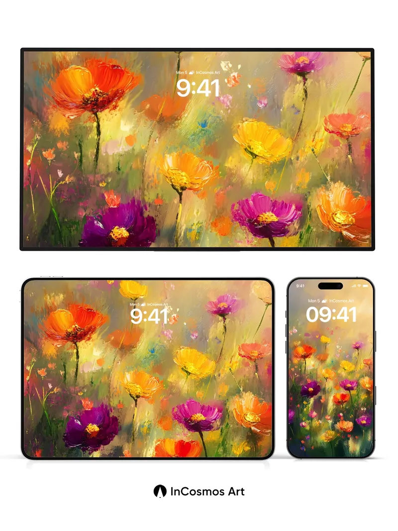 Golden Hush Floral Wallpaper with Sunlit Whispers