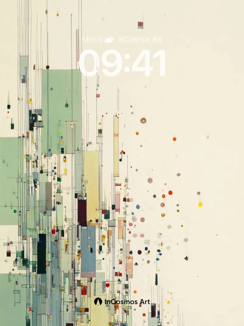 Linear Rainfall Wallpaper with Suspended Geometry wallpaper for iPhone, iPad & Mac
