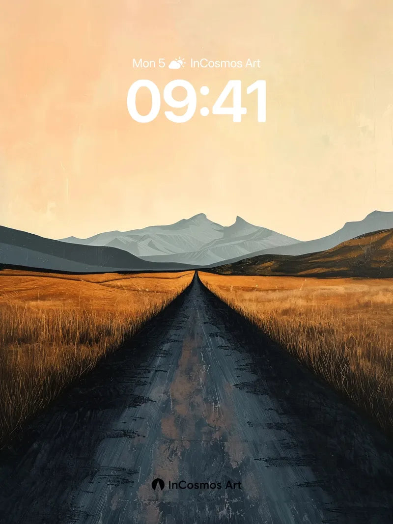 Serenity Road Wallpaper with Distant Peaks