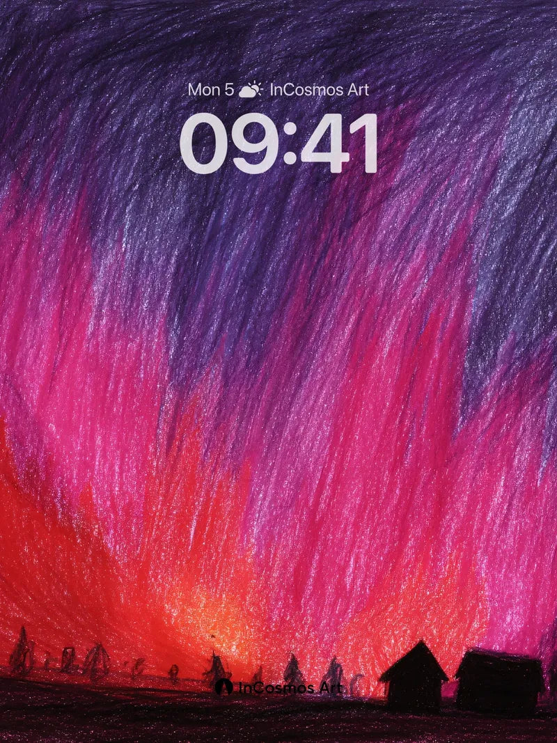 Crimson Aurora Wallpaper with Midnight Silhouettes wallpaper for iPhone, iPad & Mac
