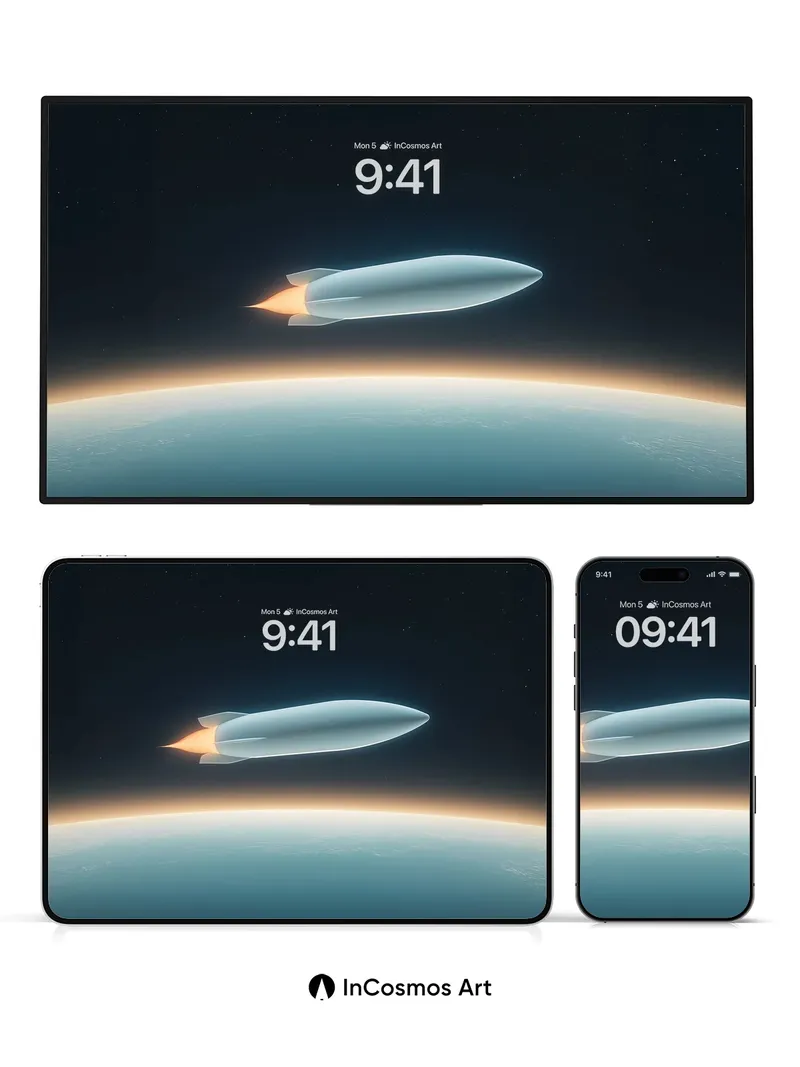 Silent Orbit Wallpaper with Celestial Fire