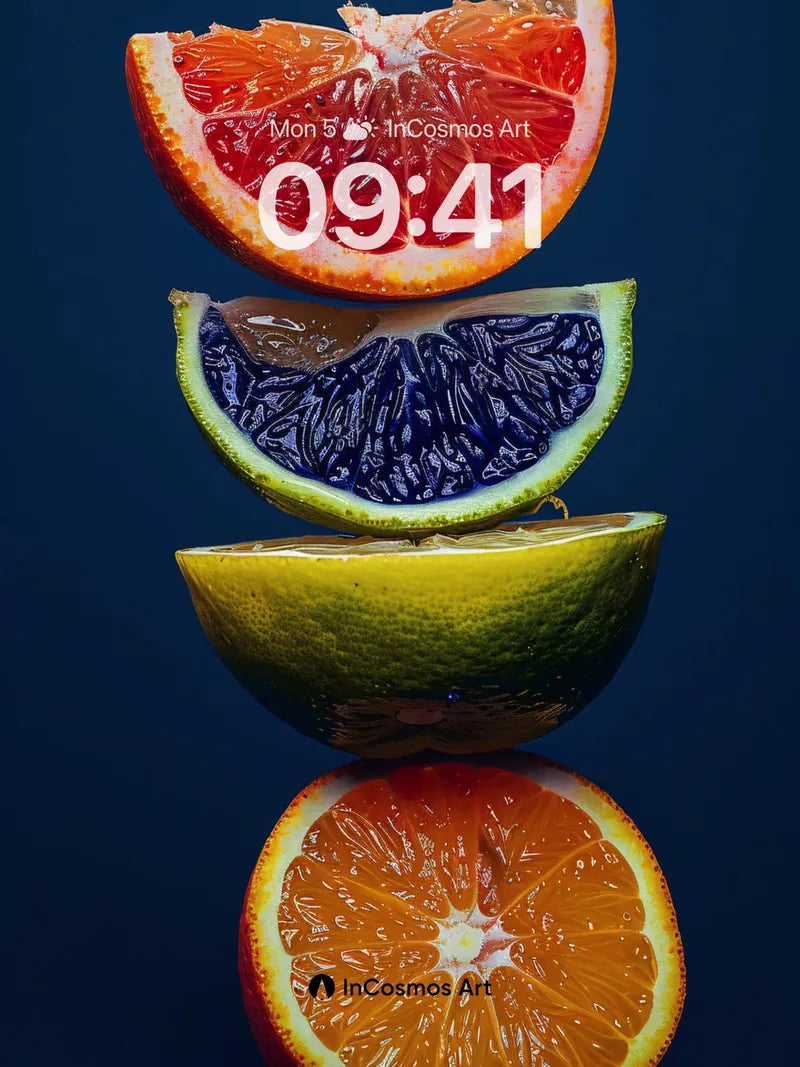 Surreal Citrus Stack Wallpaper with Floating Slices wallpaper for iPhone, iPad & Mac