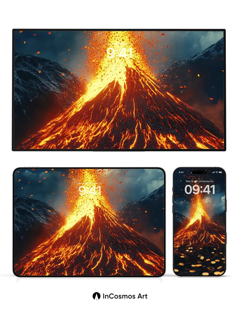 Volcanic Gold Wallpaper with Molten Currency