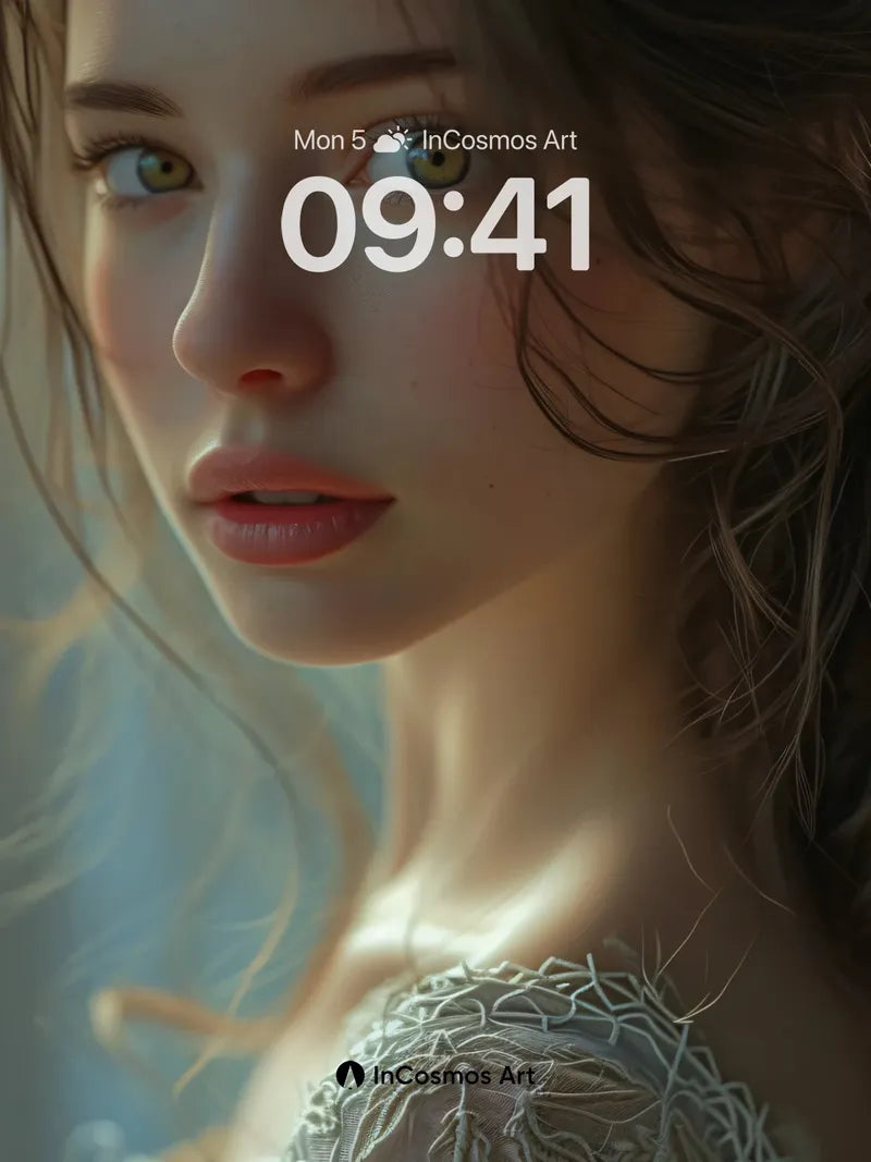 Golden Gaze Wallpaper with Ethereal Lace wallpaper for iPhone, iPad & Mac