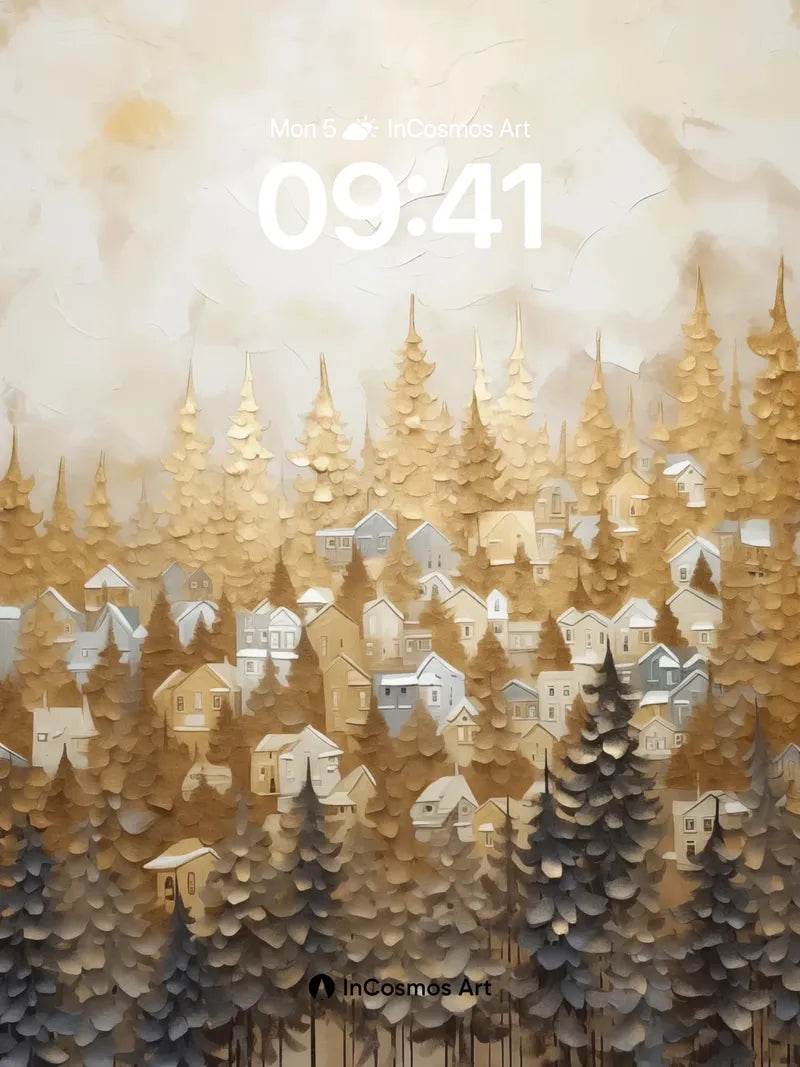 Golden Hush Wallpaper with Forest Whispers wallpaper for iPhone, iPad & Mac