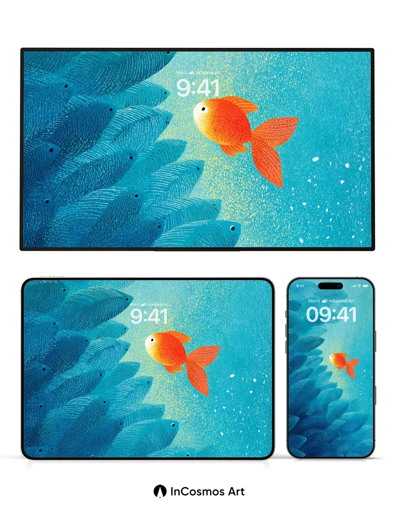 Solitary Glow Wallpaper with Oceanic Currents