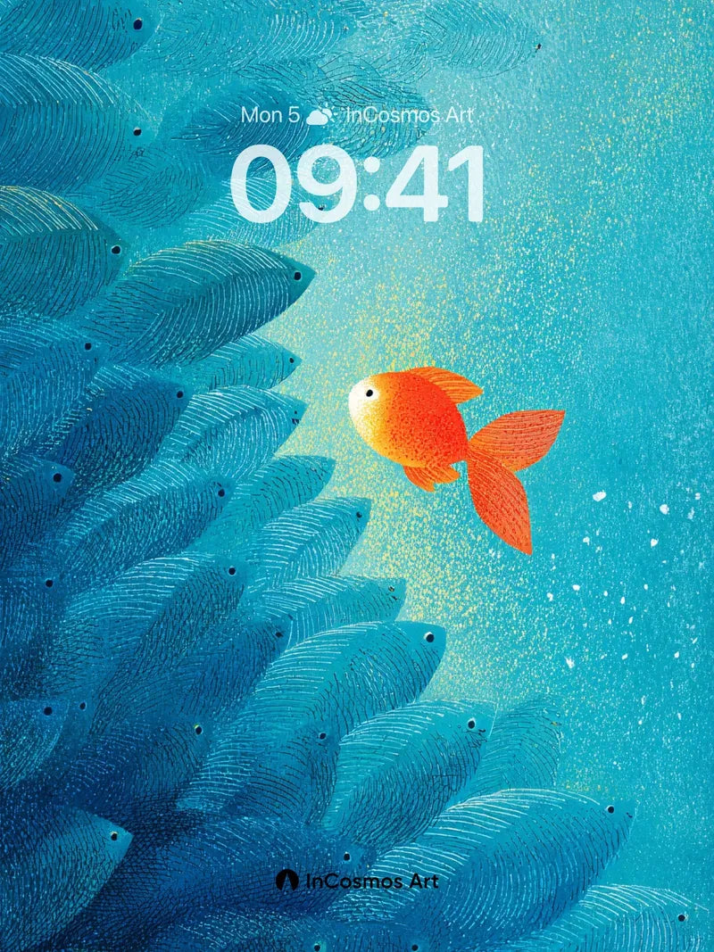 Solitary Glow Wallpaper with Oceanic Currents