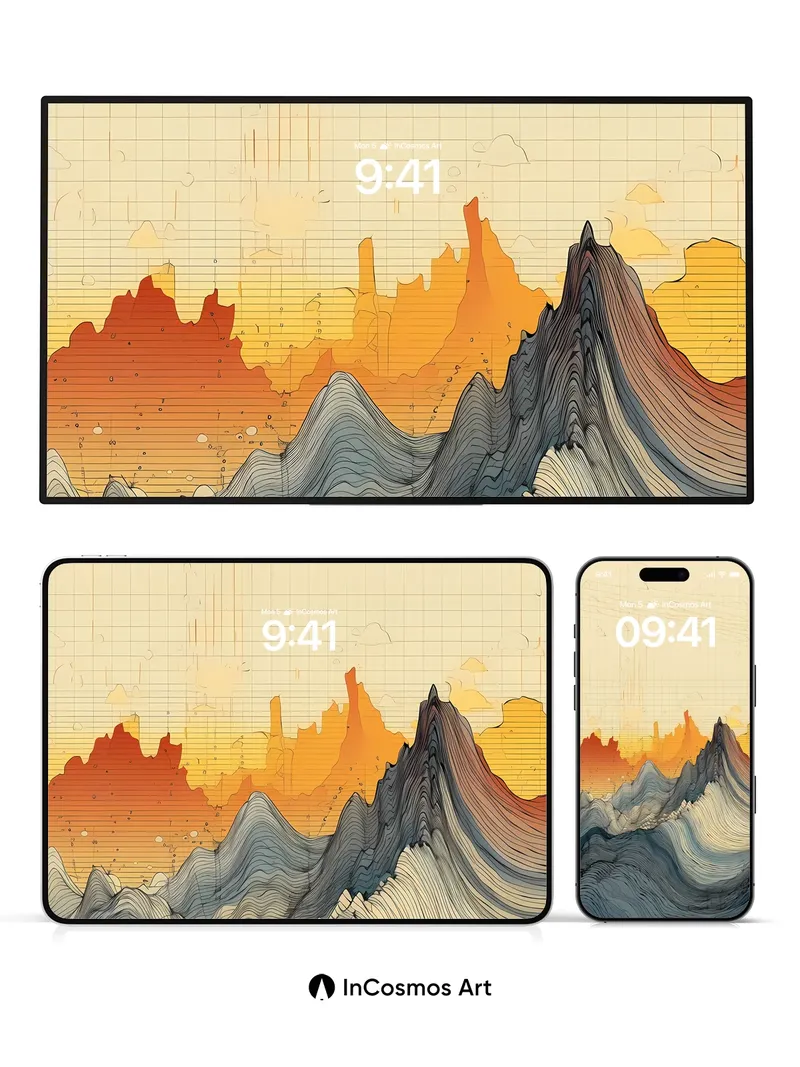 Surreal Ridge Wallpaper with Grid Ghosts