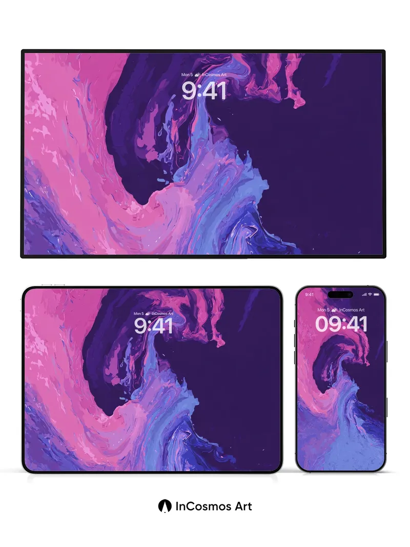 Velvet Wave Wallpaper with Cosmic Swirls