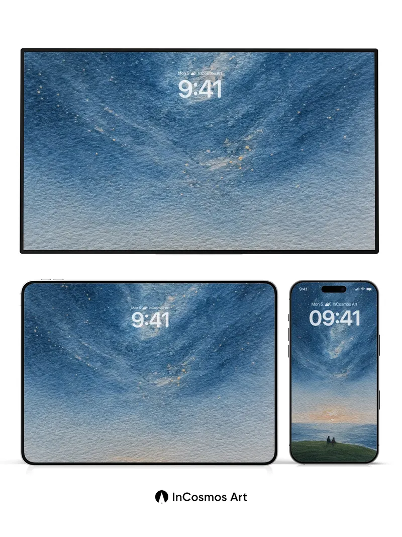 Starry Veil Wallpaper with Ocean Hush