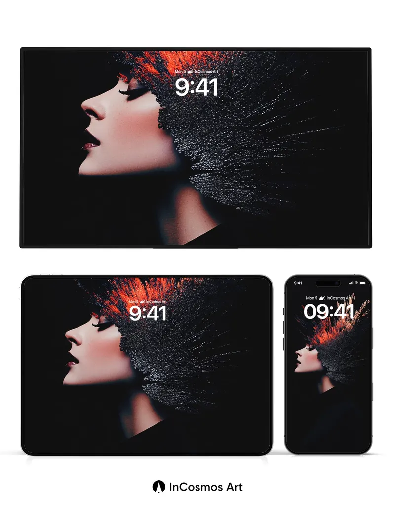 Flickering Ember Wallpaper with Digital Hair