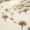 Solitary Winter Walk Wallpaper with Snow-Blurred Trees wallpaper for iPhone, iPad & Mac
