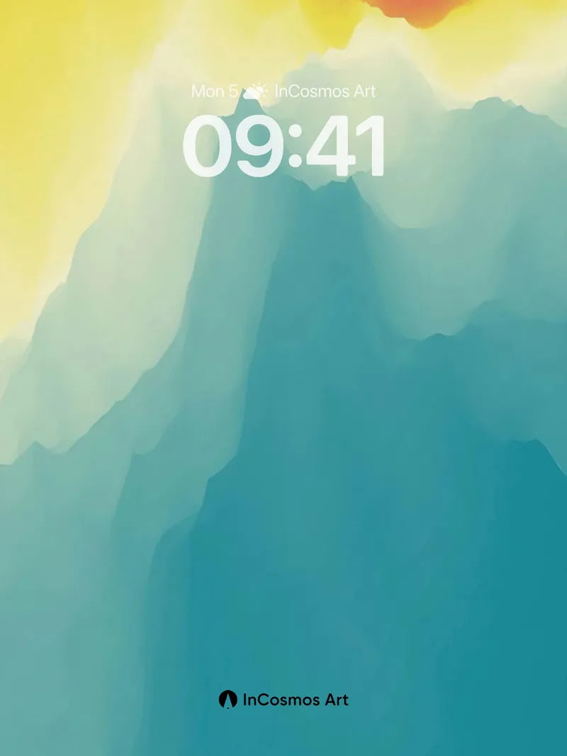 Crimson Horizon Wallpaper with Teal Peaks