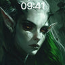 Shadowed Elven Gaze Wallpaper with Emerald Veil wallpaper for iPhone, iPad & Mac