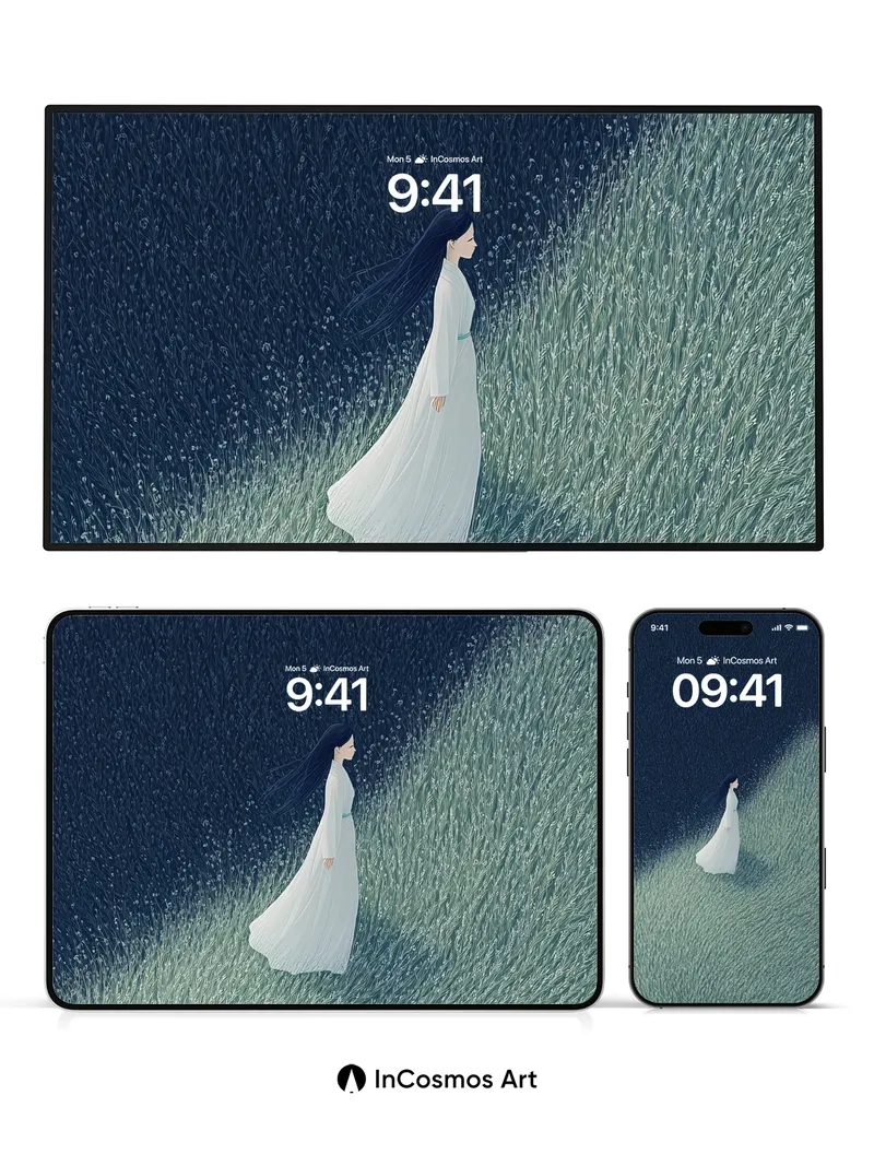 Serenity in Mist Wallpaper with Floating Light