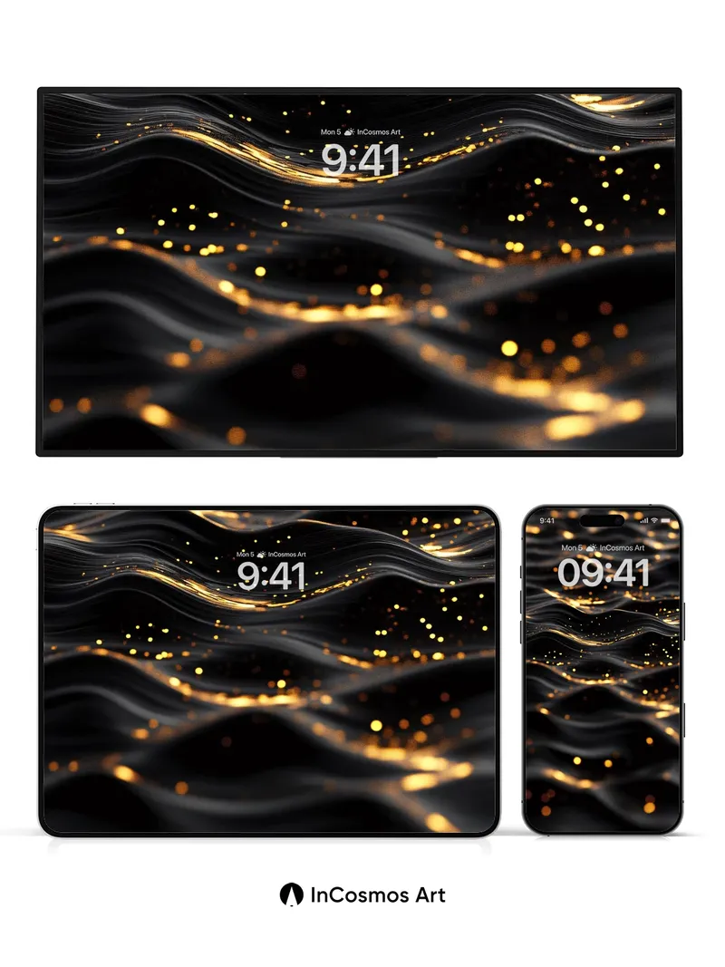 Luminous Abyss Wallpaper with Golden Drift