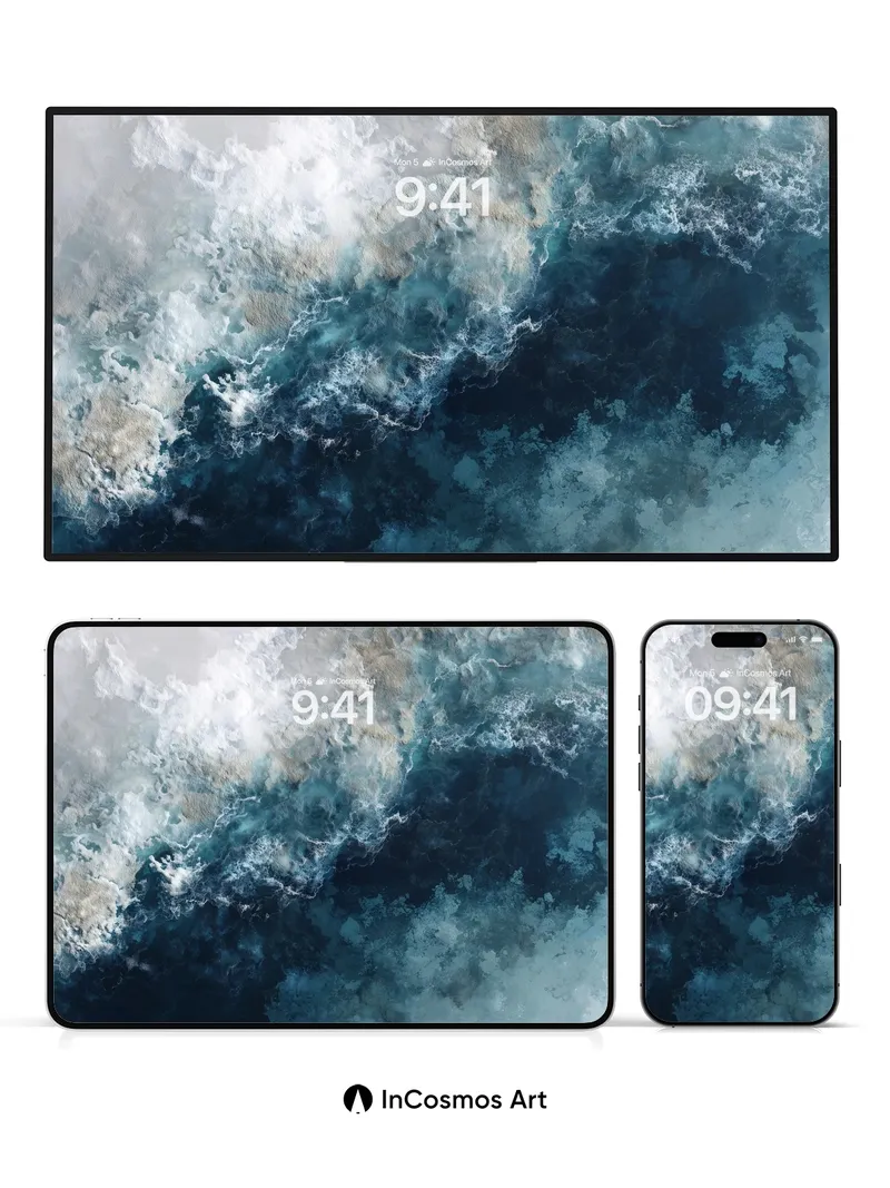 Turbulent Sea Wallpaper with Cloud-Whispered Edges