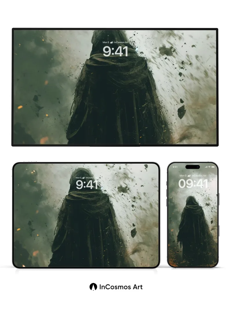 Ashen Cloak Wallpaper with Cosmic Drift