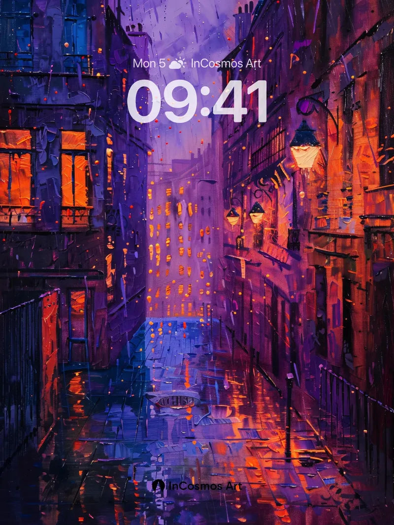 Neon Reverie Wallpaper with Rain-Slicked Reflections
