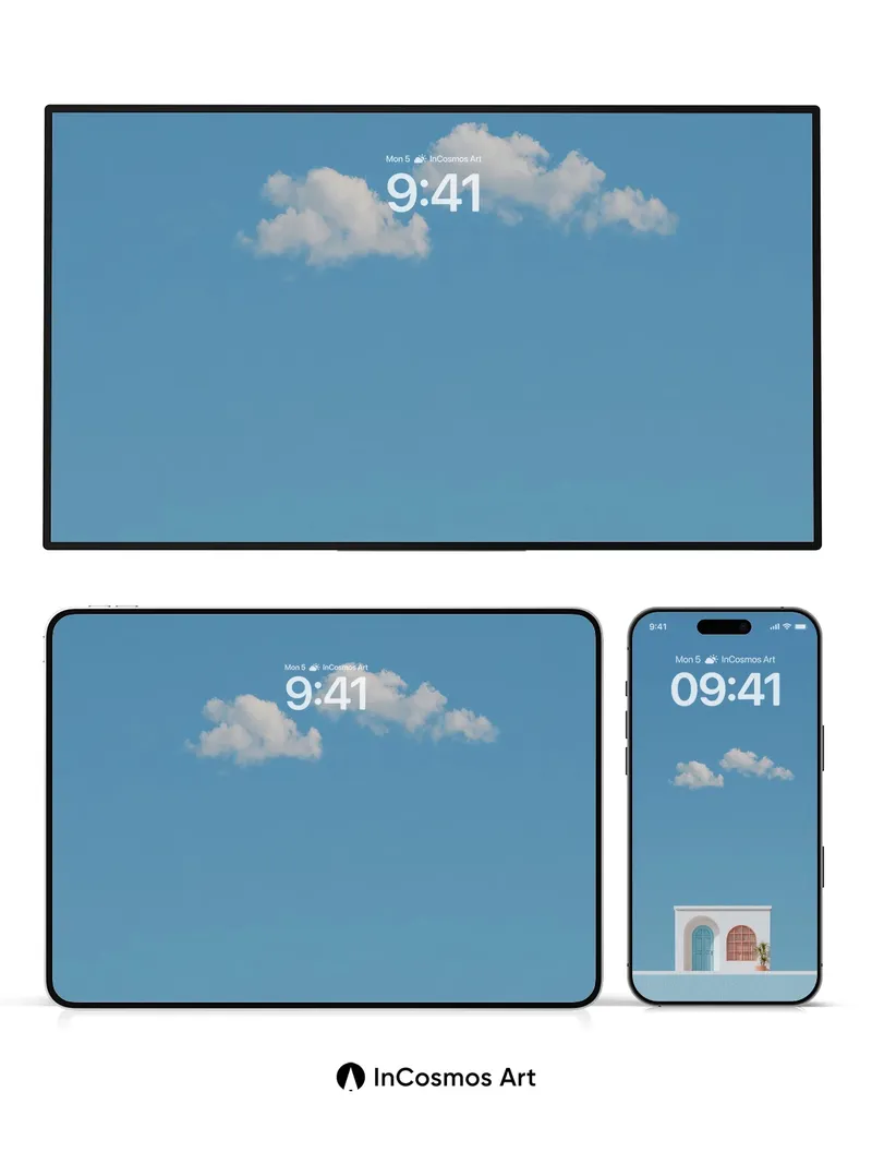 Serene Skyline Wallpaper with Arched Portal