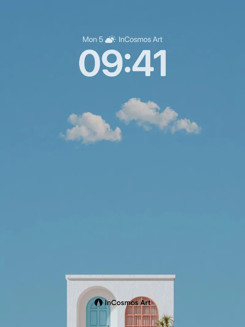 Serene Skyline Wallpaper with Arched Portal